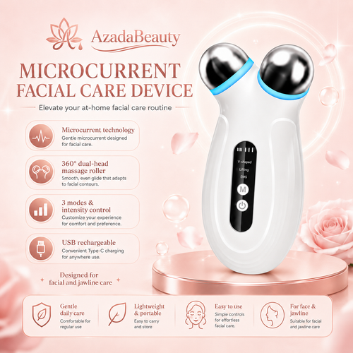 Azada Beauty microcurrent facial sculpting device with dual metal massage heads