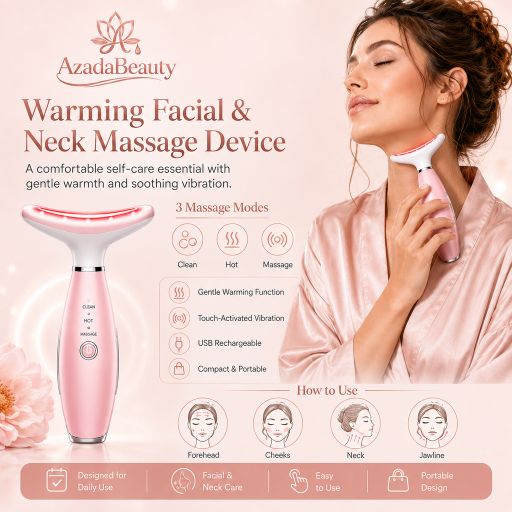 Azada Beauty face and neck massager with heat and vibration in pink
